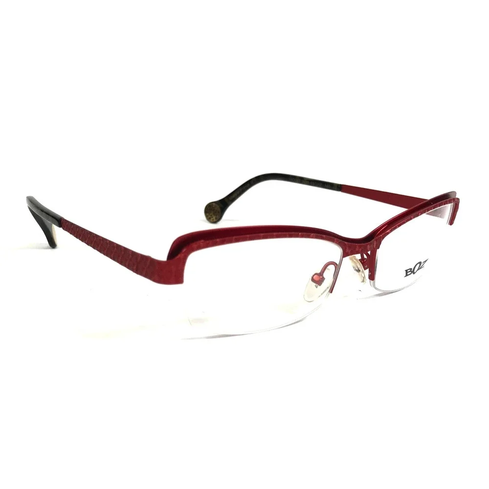 BOZ Eyeglasses Frames VIOLET 3030 Red Spiral Pattern Shiny Half Rim 53-17-140